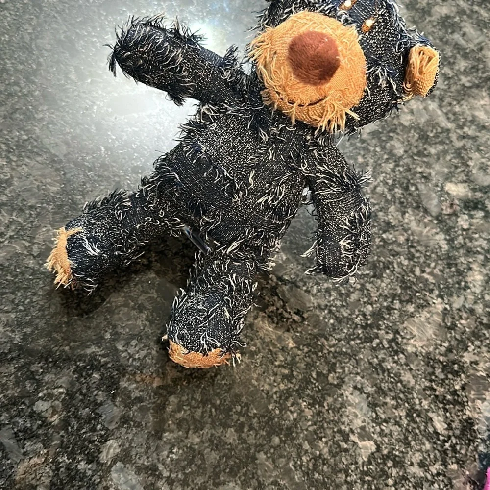 Dog Toy Denim Patchwork Teddy Bear Plush Toy w/squeakers Medium Chew Toy